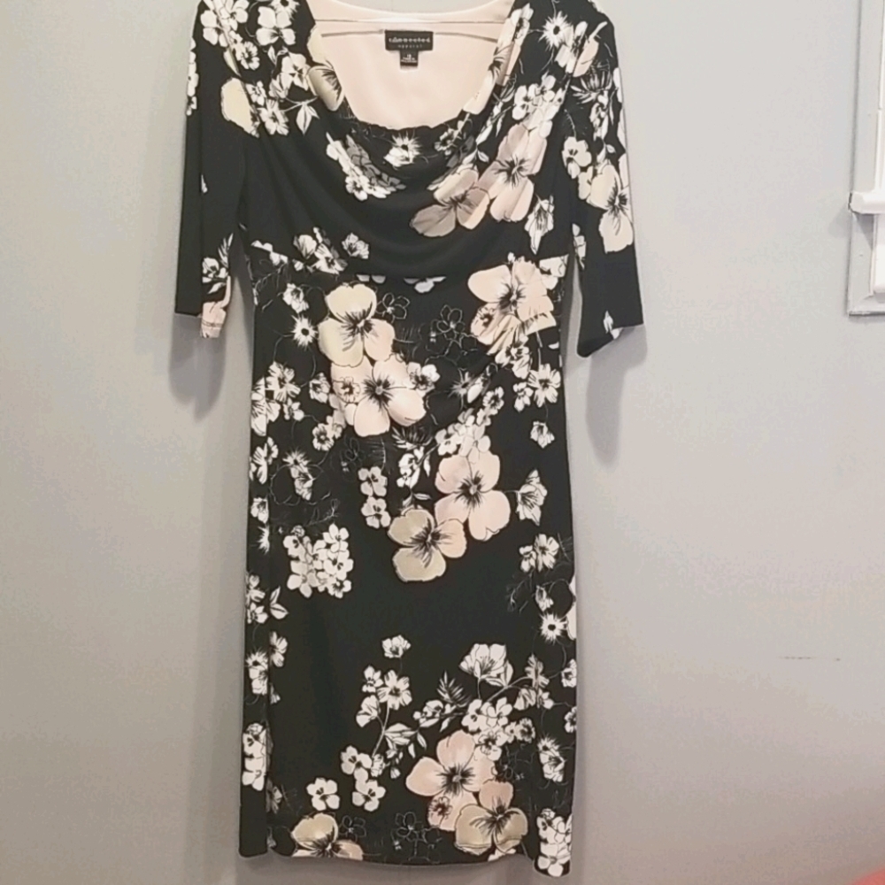 Connect floral dress with drape neckline Sz 12